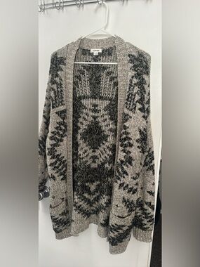 Open Front Knit Cardigan in Heather Gray & Black